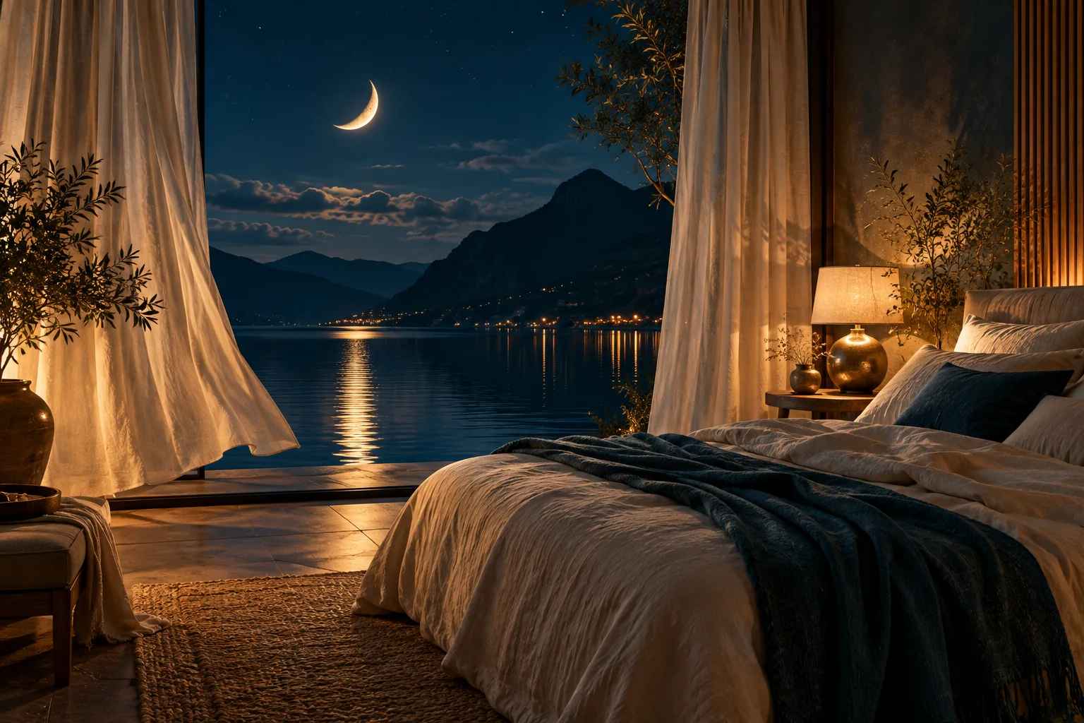 Paysage nocturne illustrant un moment de calme